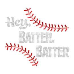 Hey Batter Batter Hotfix Baseball Rhinestone Transfer